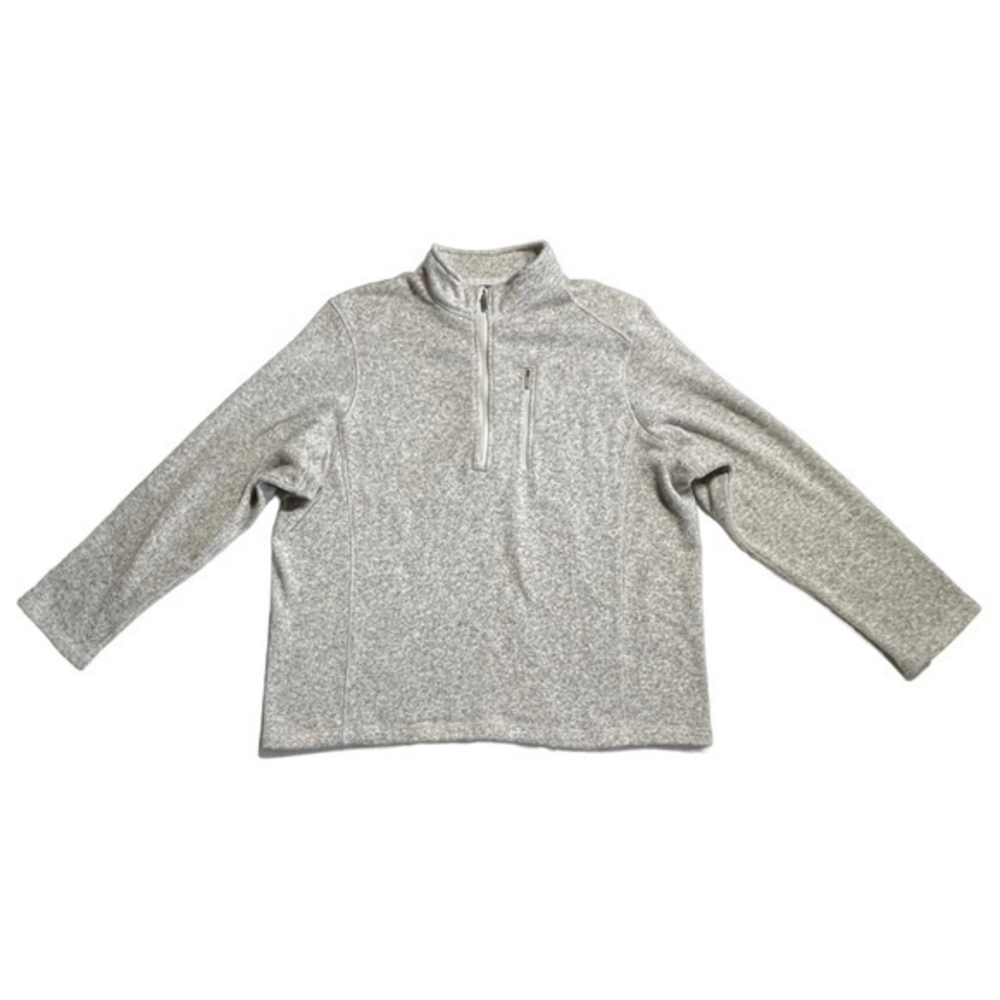 Woolrich Mens Sweater XXL Gray Pullover Long Sleeved 1/4 Zip Mock Neck